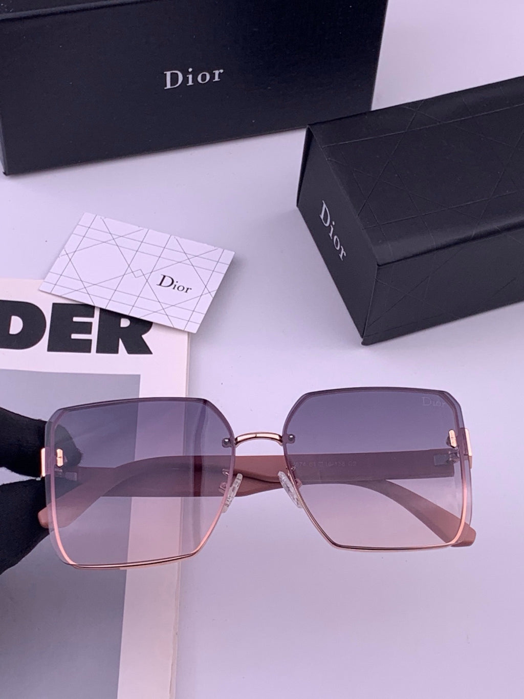 Dior CD0238 Polarized Square Red Lens Sunglasses for Women - 449165
