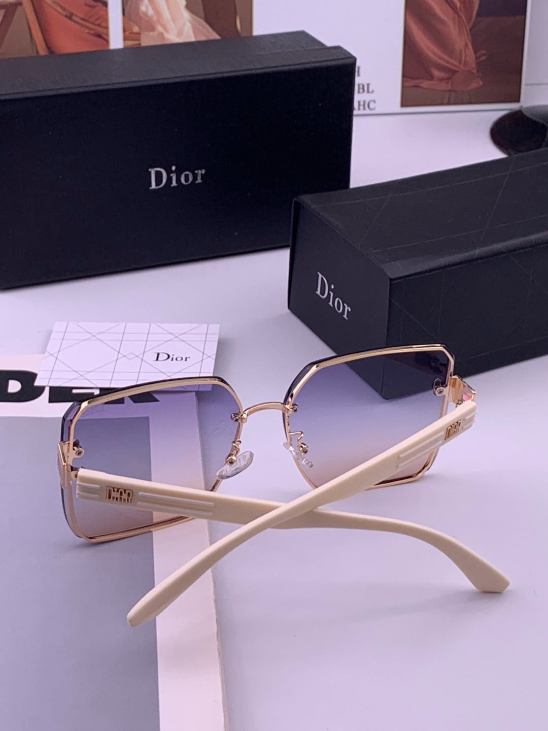 Dior CD0238 Polarized Square Gold Lens Sunglasses for Women - 449166 - detail image 7