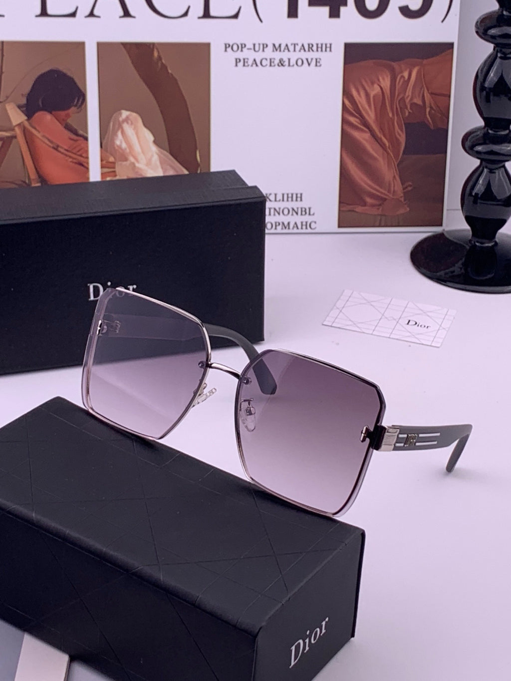 Dior CD0238 Polarized Square Brown Lens Sunglasses for Women - 449167 - detail image 2