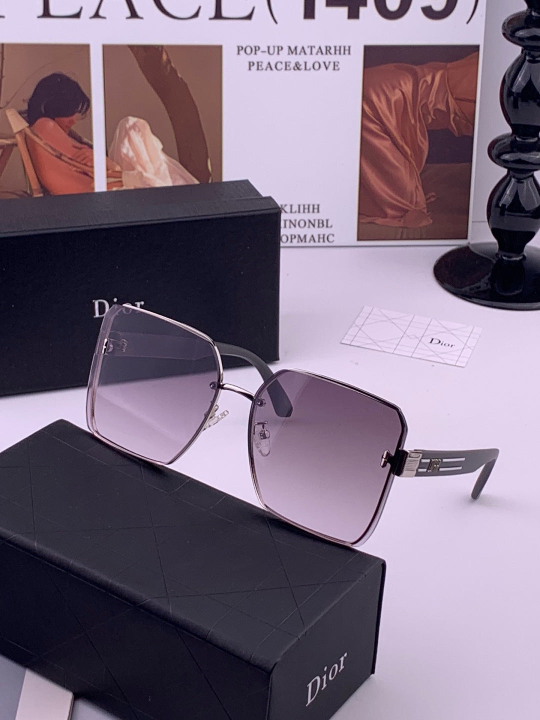 Dior CD0238 Polarized Square Brown Lens Sunglasses for Women - 449167 - detail image 2