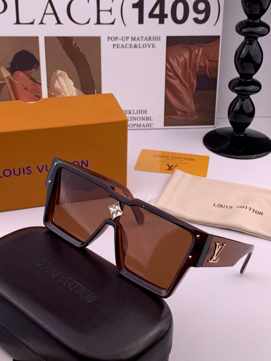 Louis Vuitton L7600 Square Black Lens Sunglasses for Women - 448508 - detail image 2
