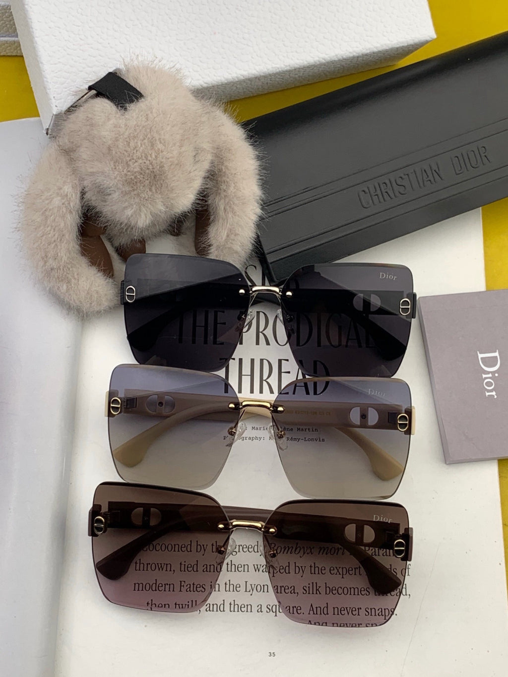 Dior D3550 Square Black Lens Sunglasses for Men & Women - 449169 - detail image 7