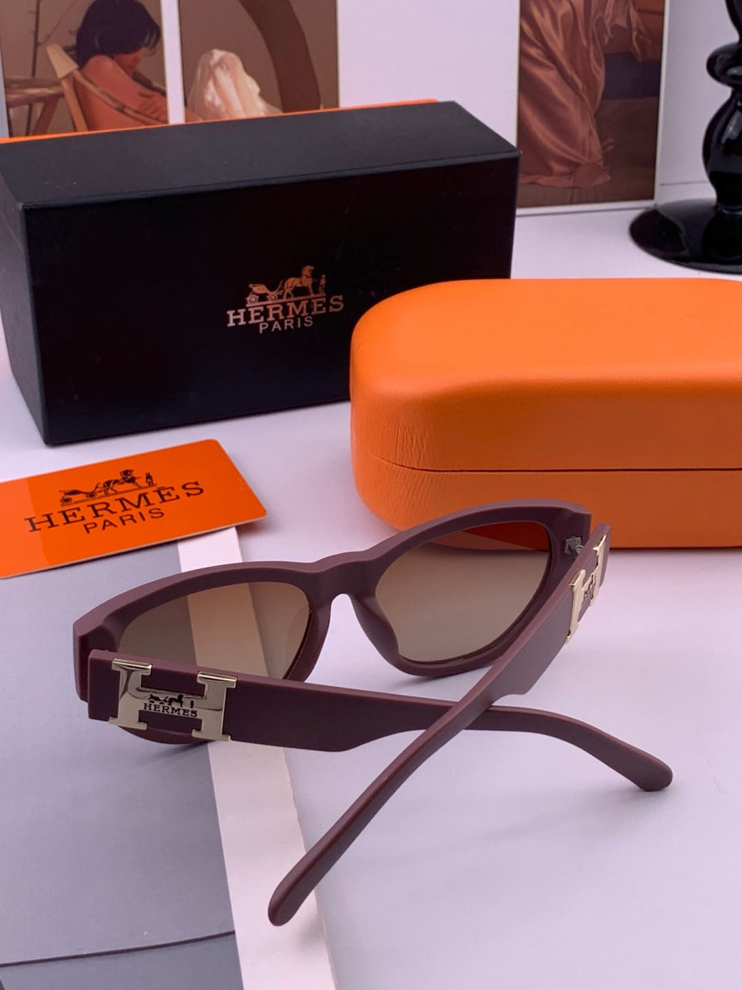 Hermès H37005 Square Red Lens Sunglasses for Men & Women - 450027 - detail image 6