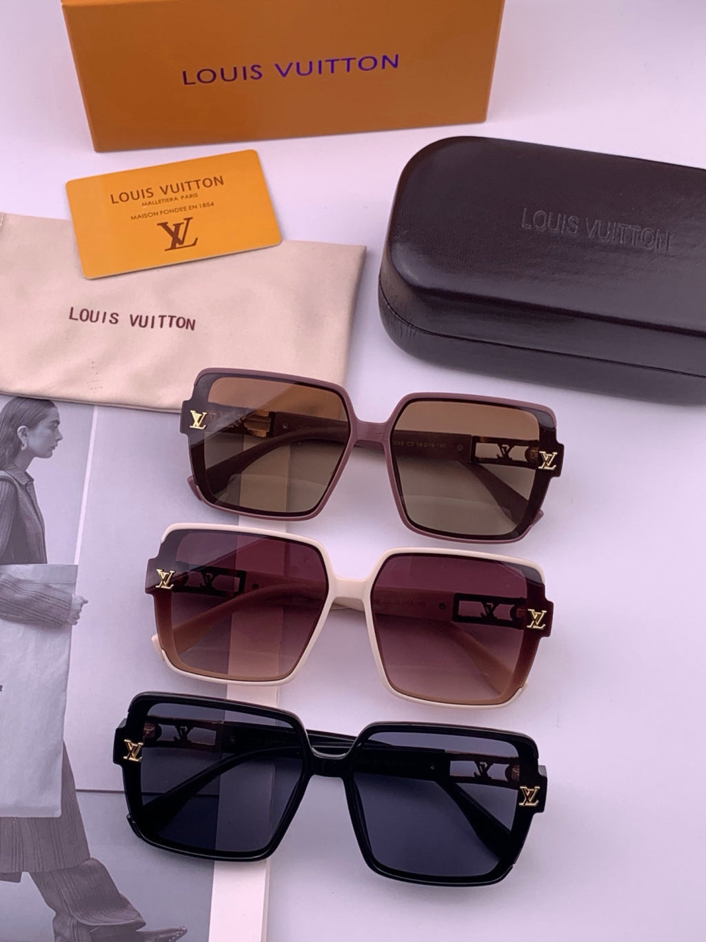 Louis Vuitton L77004 Oversized Purple Lens Sunglasses for Men & Women - 448494 - detail image 7