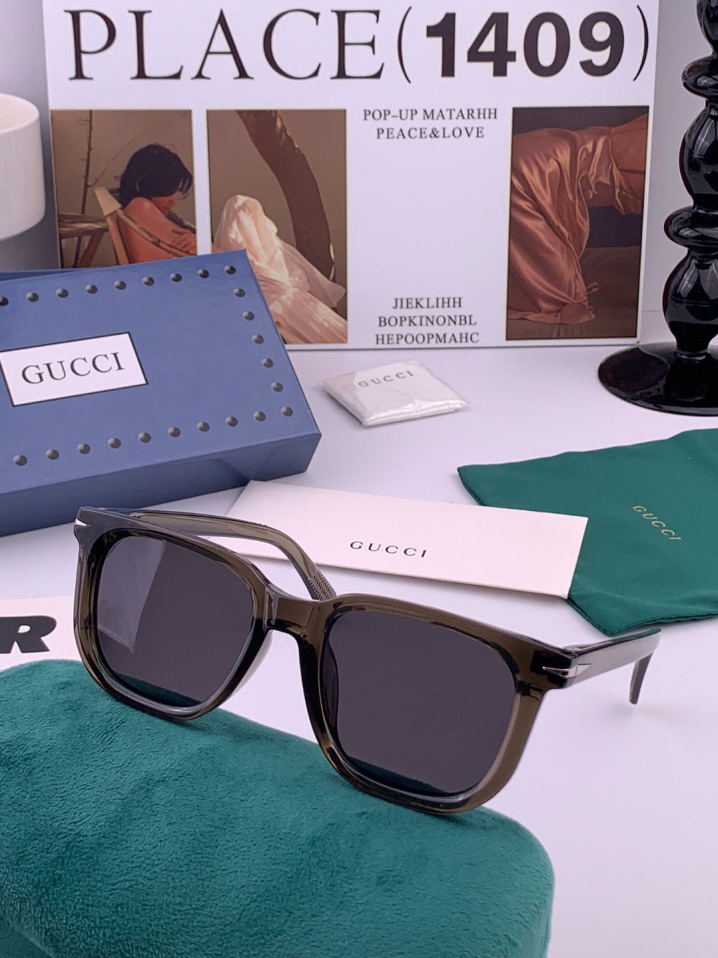 Gucci G3821 Polarized Square Gold Lens Sunglasses for Women - 448775 - detail image 2