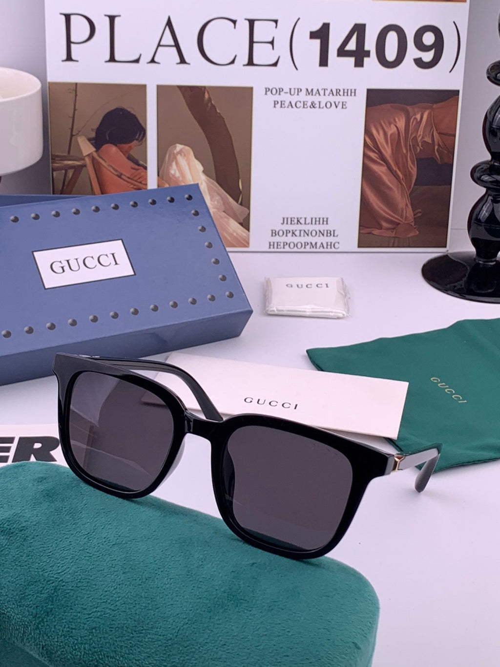 Gucci G4613 Polarized Square Black Lens Sunglasses for Women - 448777