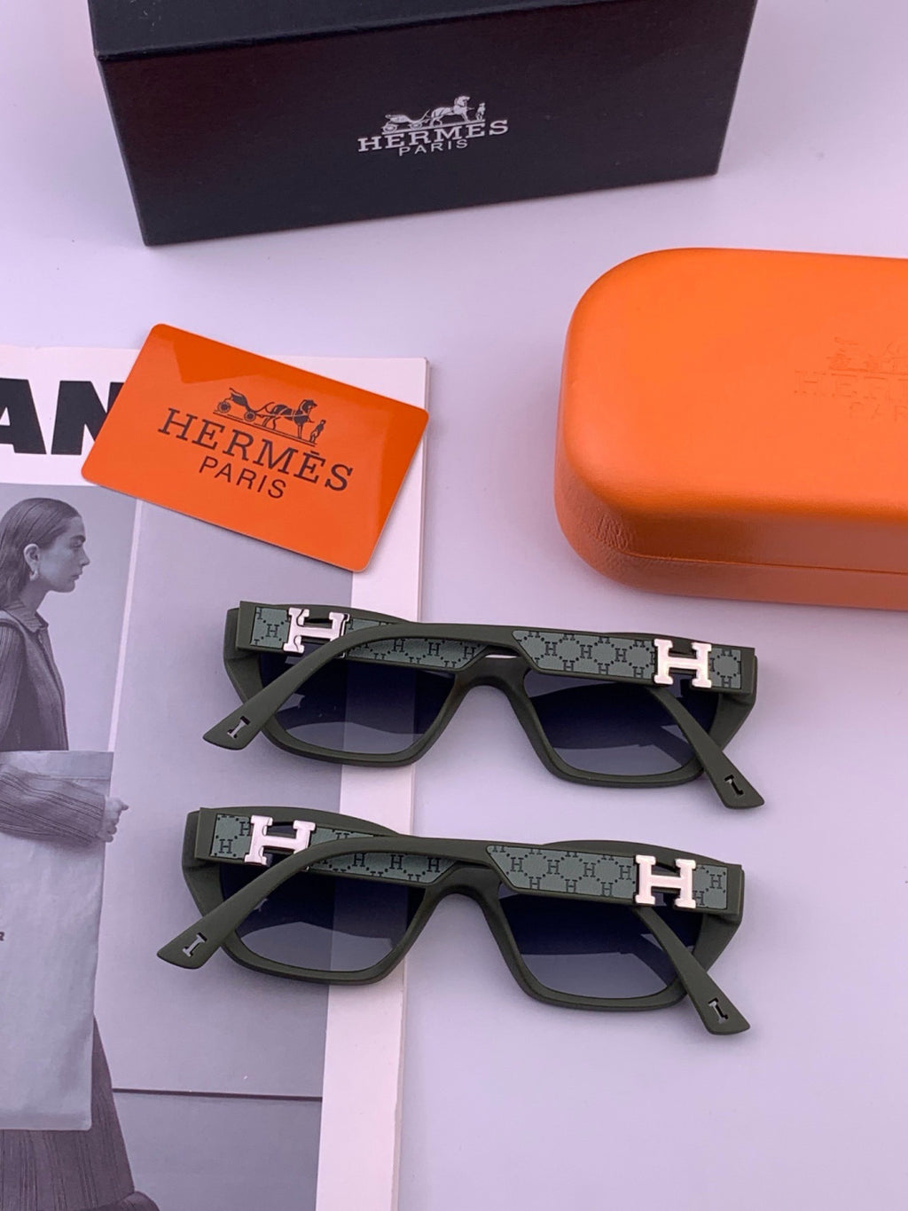 Hermès H3511 Polarized Square Black Lens Sunglasses for Men & Women - 466420 - detail image 4