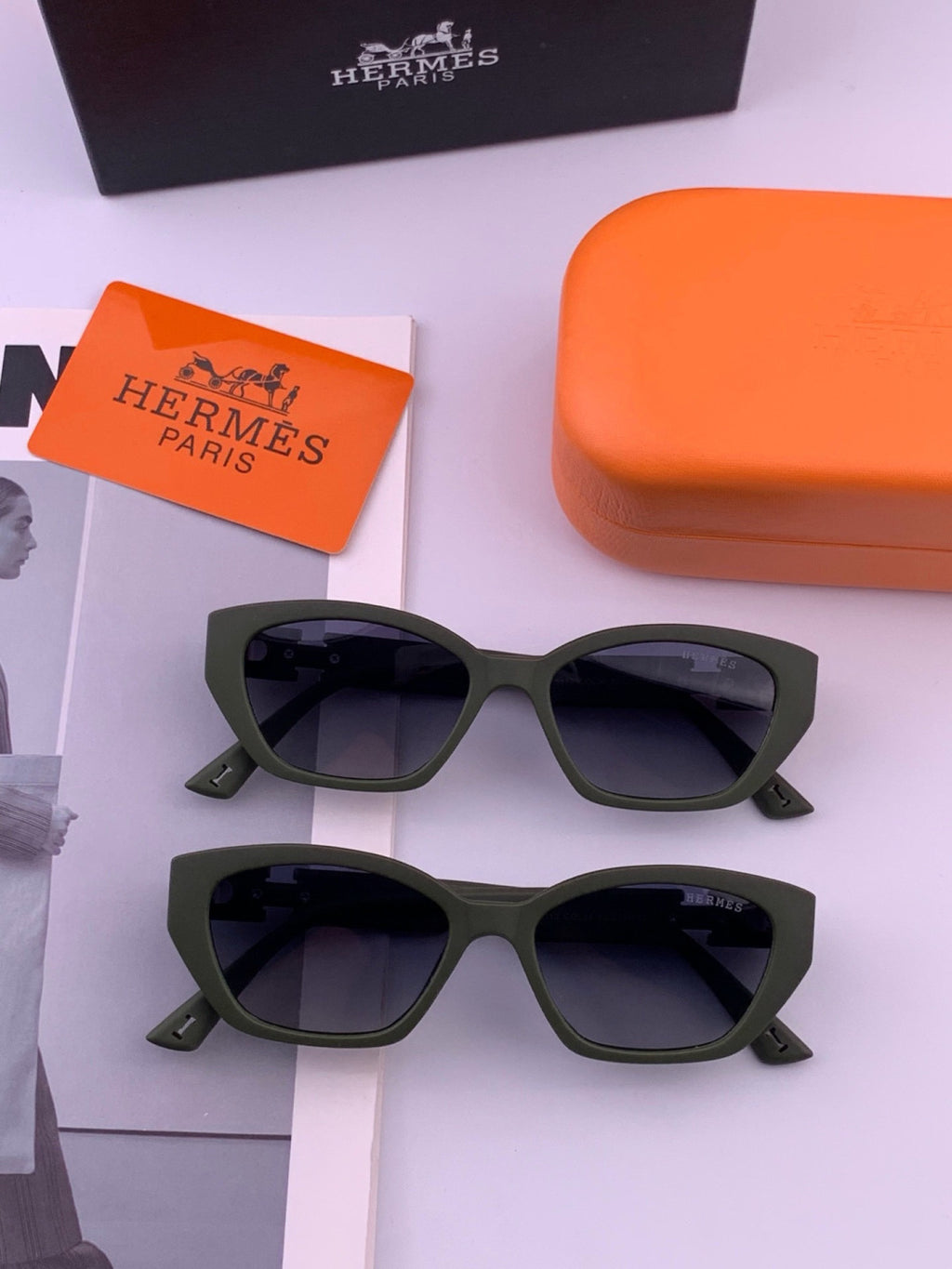 Hermès H3511 Polarized Square Black Lens Sunglasses for Men & Women - 466420 - detail image 5