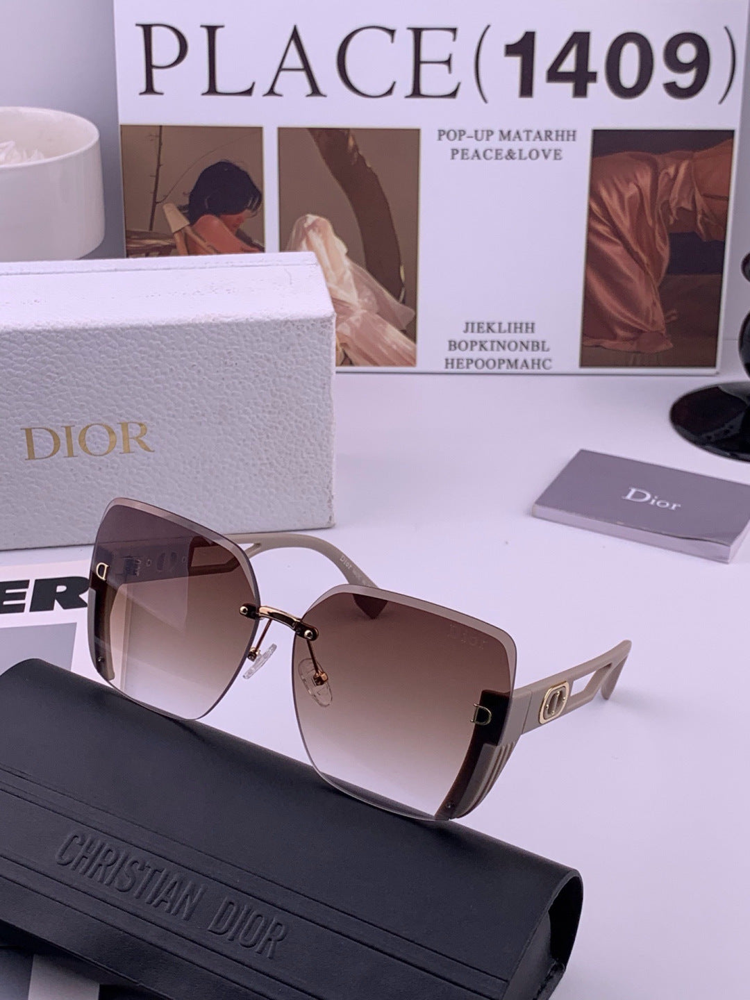 Dior CD6970 Square Gold Lens Sunglasses for Women - 465386 - detail image 6