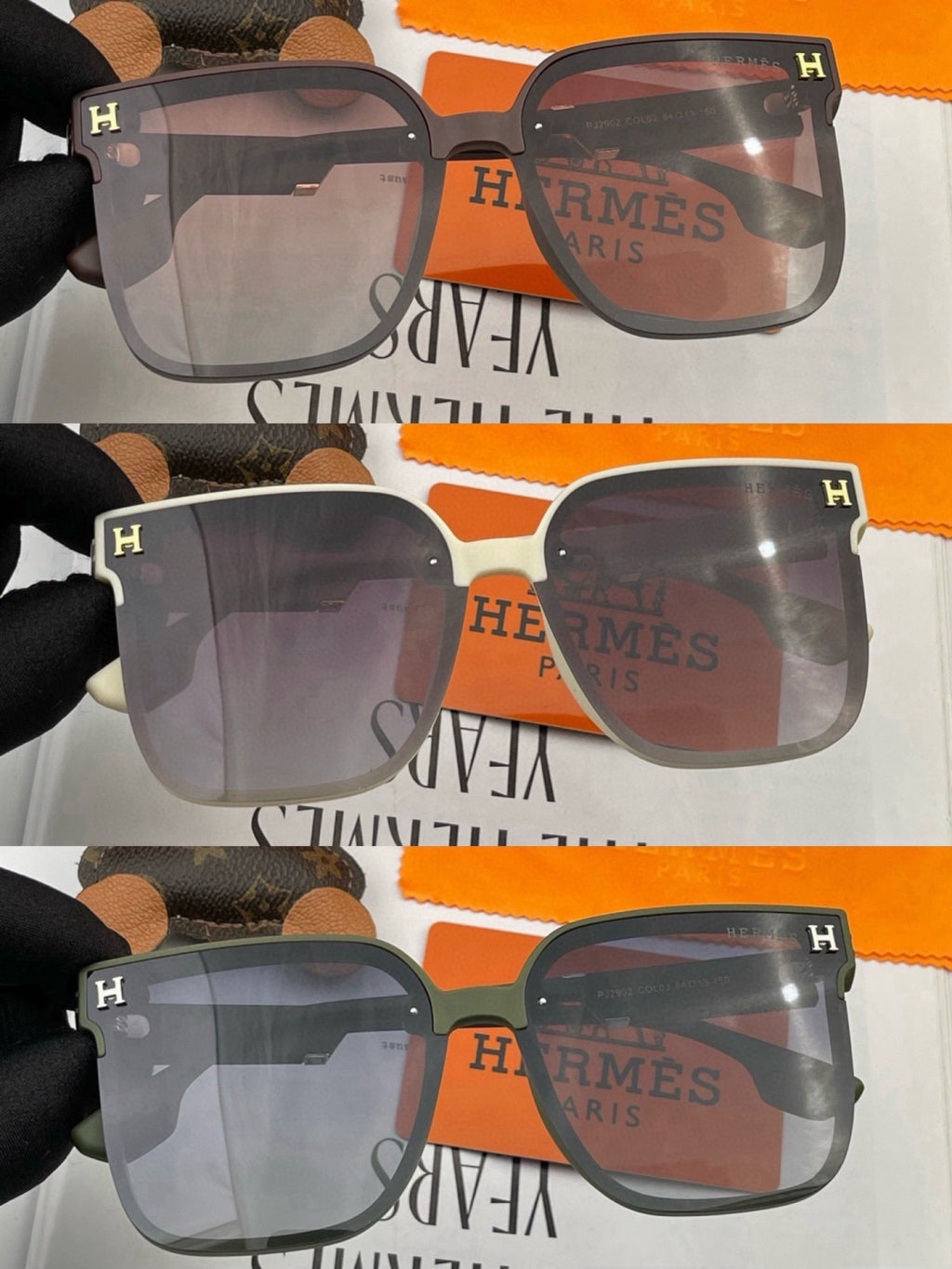 Hermès H2290 Polarized Square Gold Lens Sunglasses for Men & Women - 466417 - detail image 5