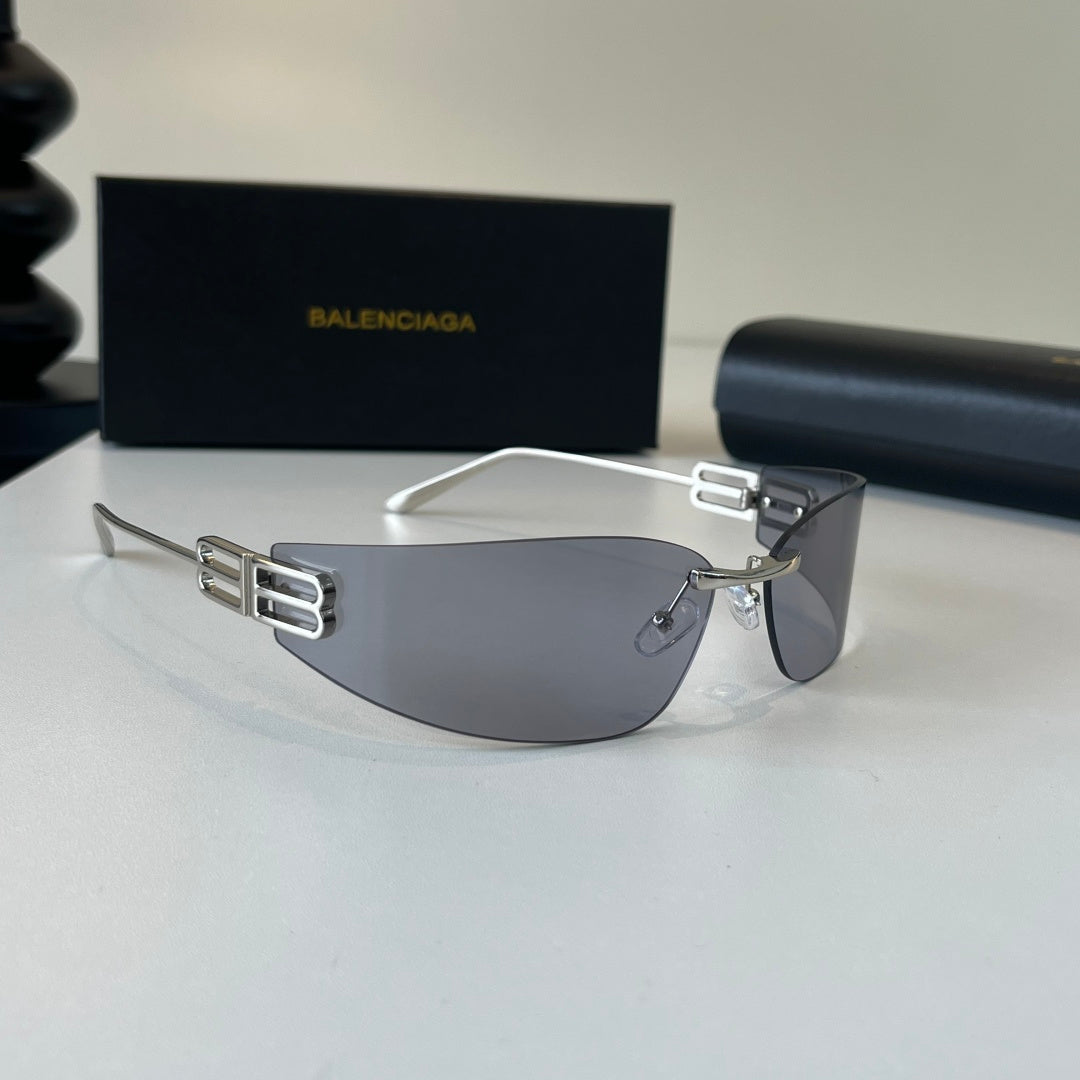 Balenciaga Rectangular Silver Lens Sunglasses for Men & Women - 466022