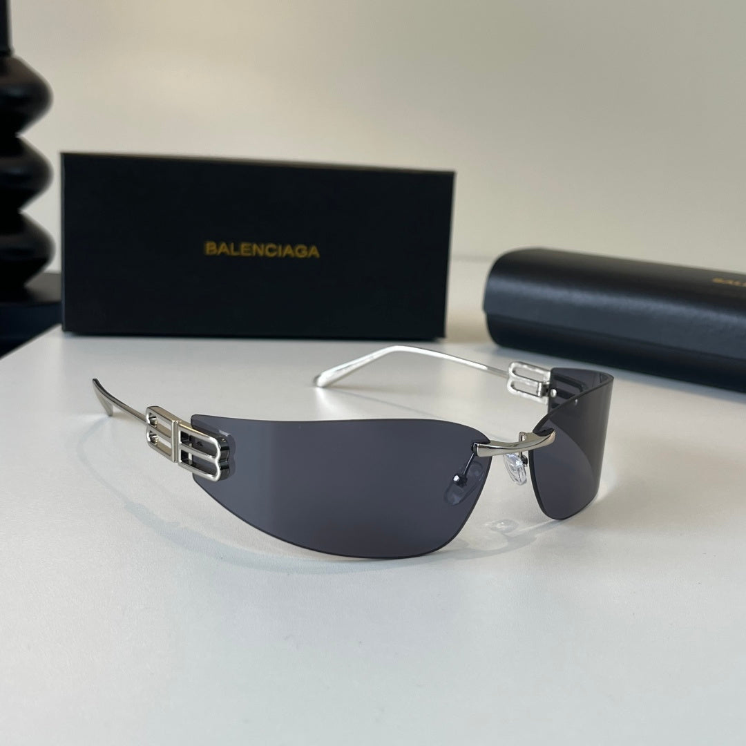 Balenciaga Rectangular Silver Lens Sunglasses for Men & Women - 466020
