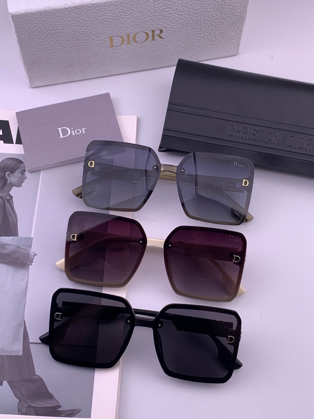 Dior CD8226 Polarized Square Red Lens Sunglasses for Women - detail image 6