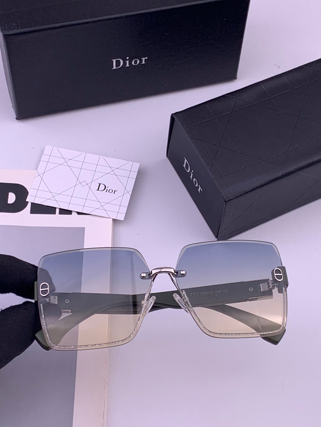 Dior D7771 Square Gold Lens Sunglasses for Men & Women - 465379