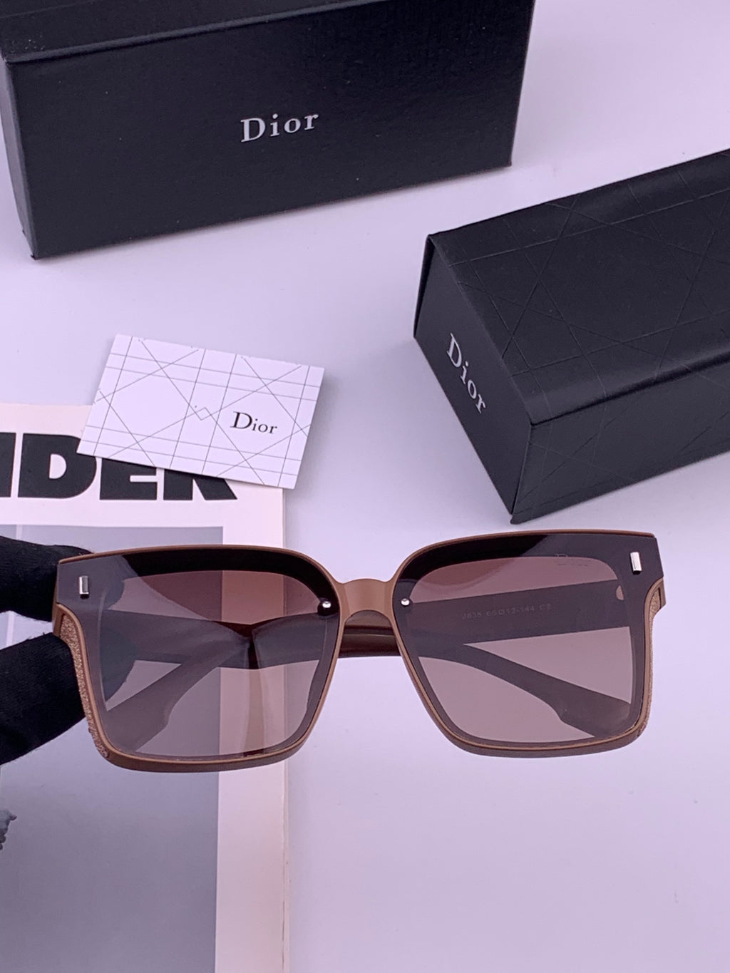Dior CD883 Polarized Square Gold Lens Sunglasses for Women