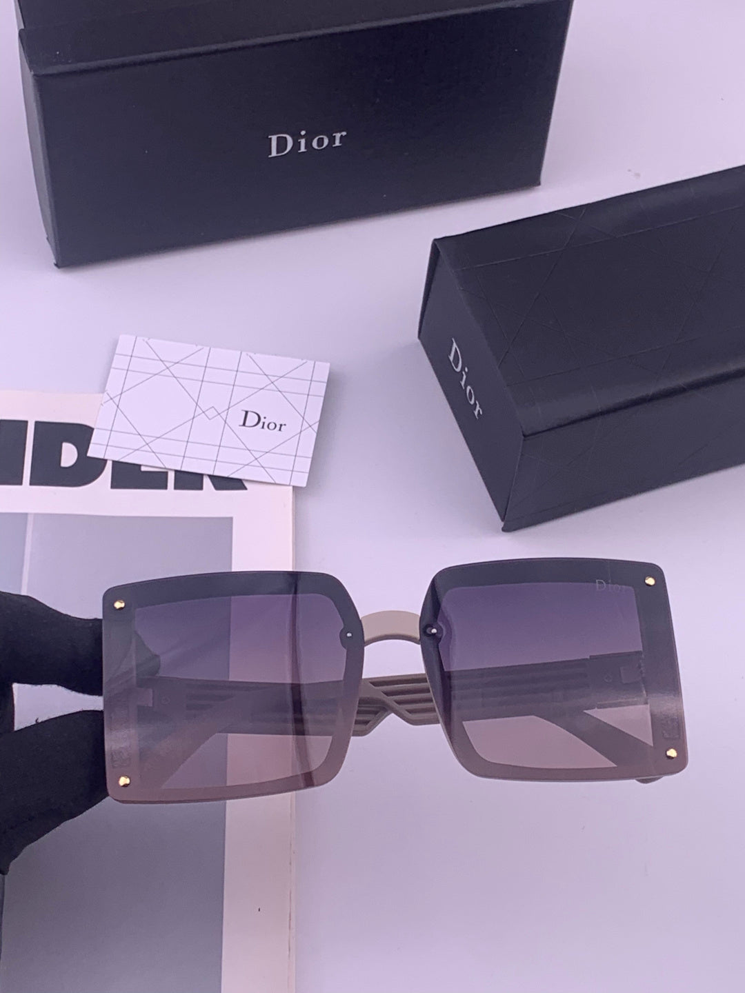 Dior D1297 Polarized Square Gold Lens Sunglasses for Men & Women