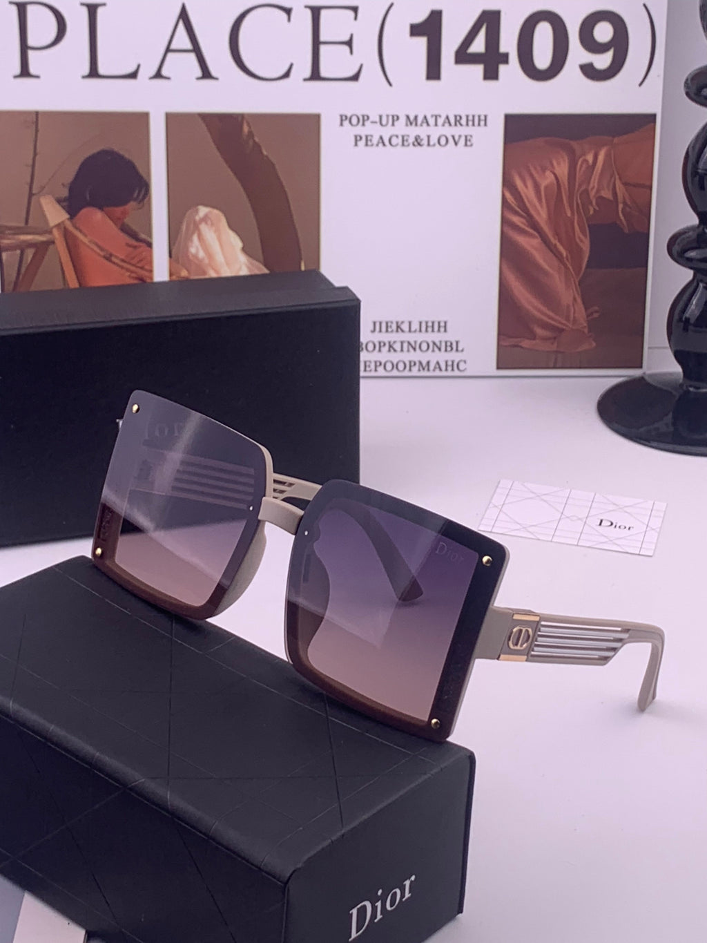 Dior D1297 Polarized Square Gold Lens Sunglasses for Men & Women - detail image 2