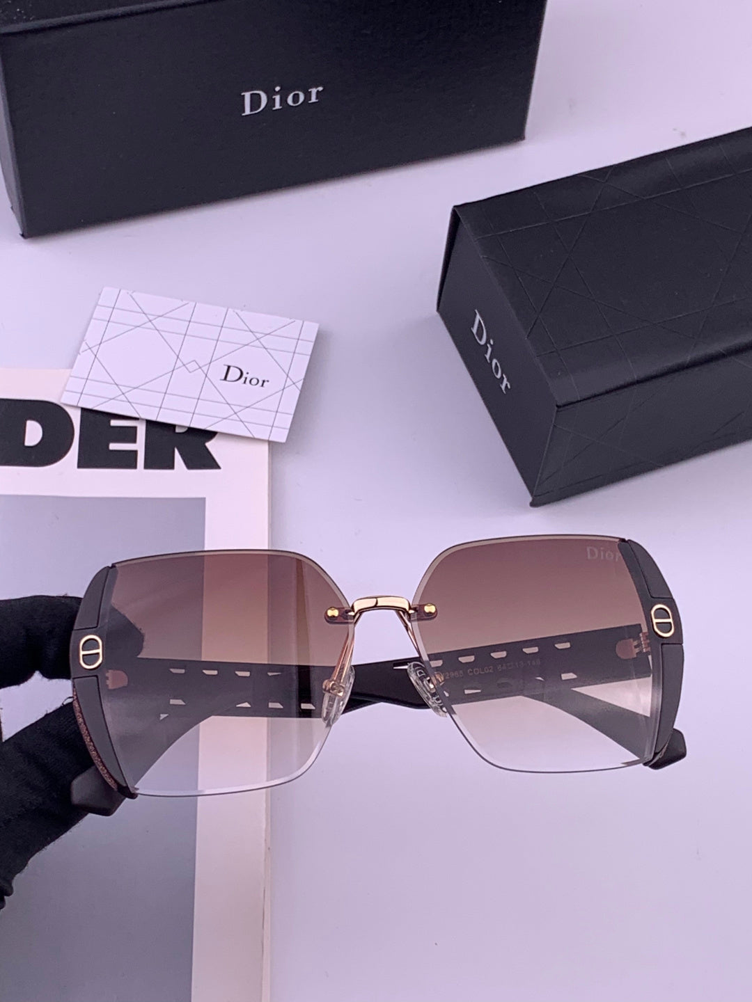 Dior CD5296 Square Gold Lens Sunglasses for Women