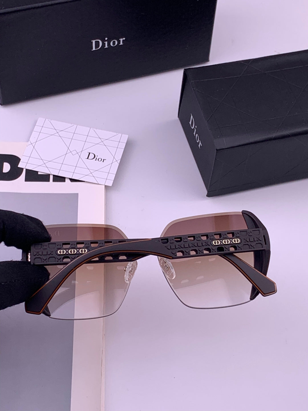 Dior CD5296 Square Gold Lens Sunglasses for Women - detail image 4
