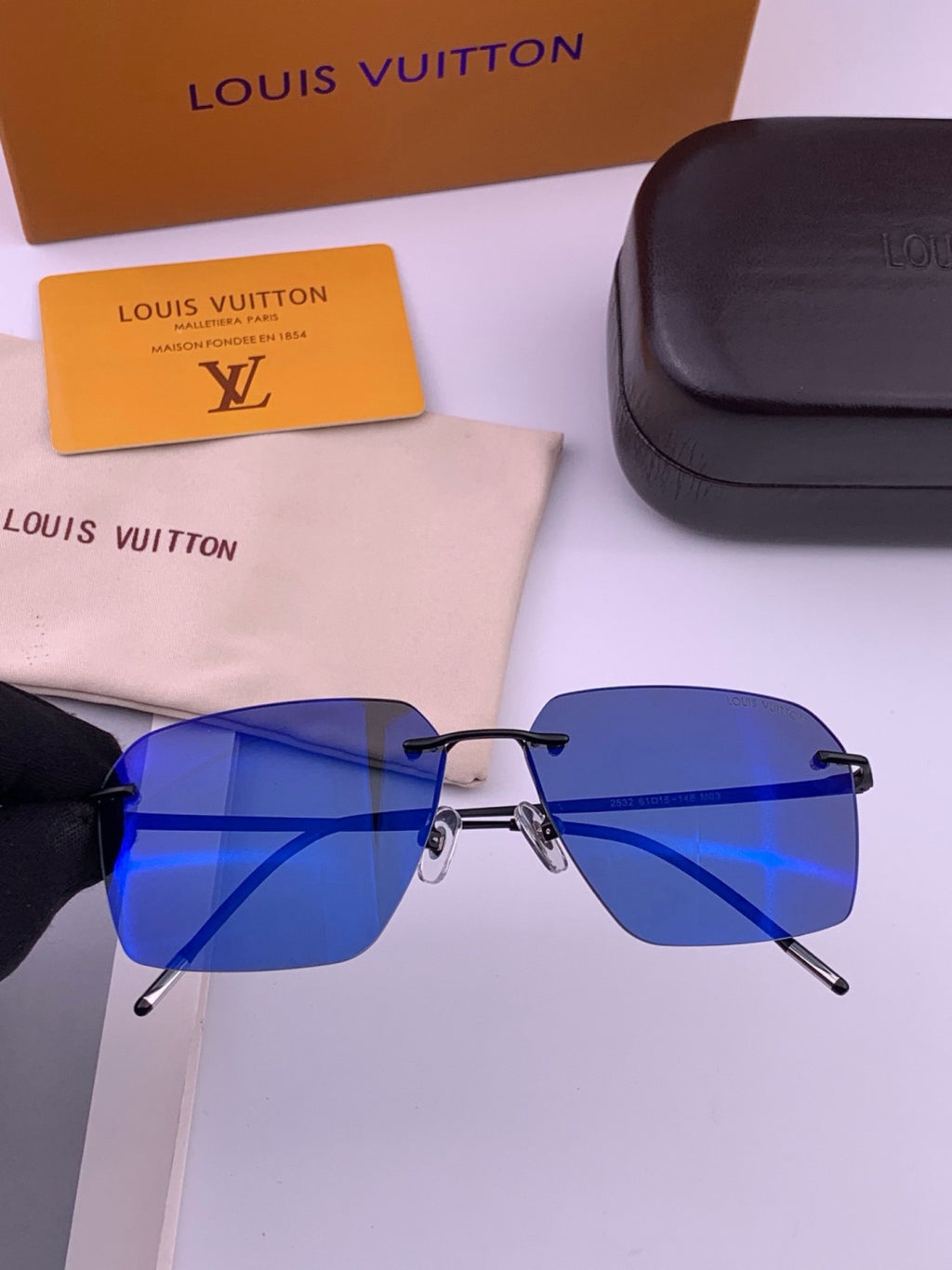 Louis Vuitton L2253 Polarized Aviator Blue Lens Sunglasses for Men - 464743 - detail image 2