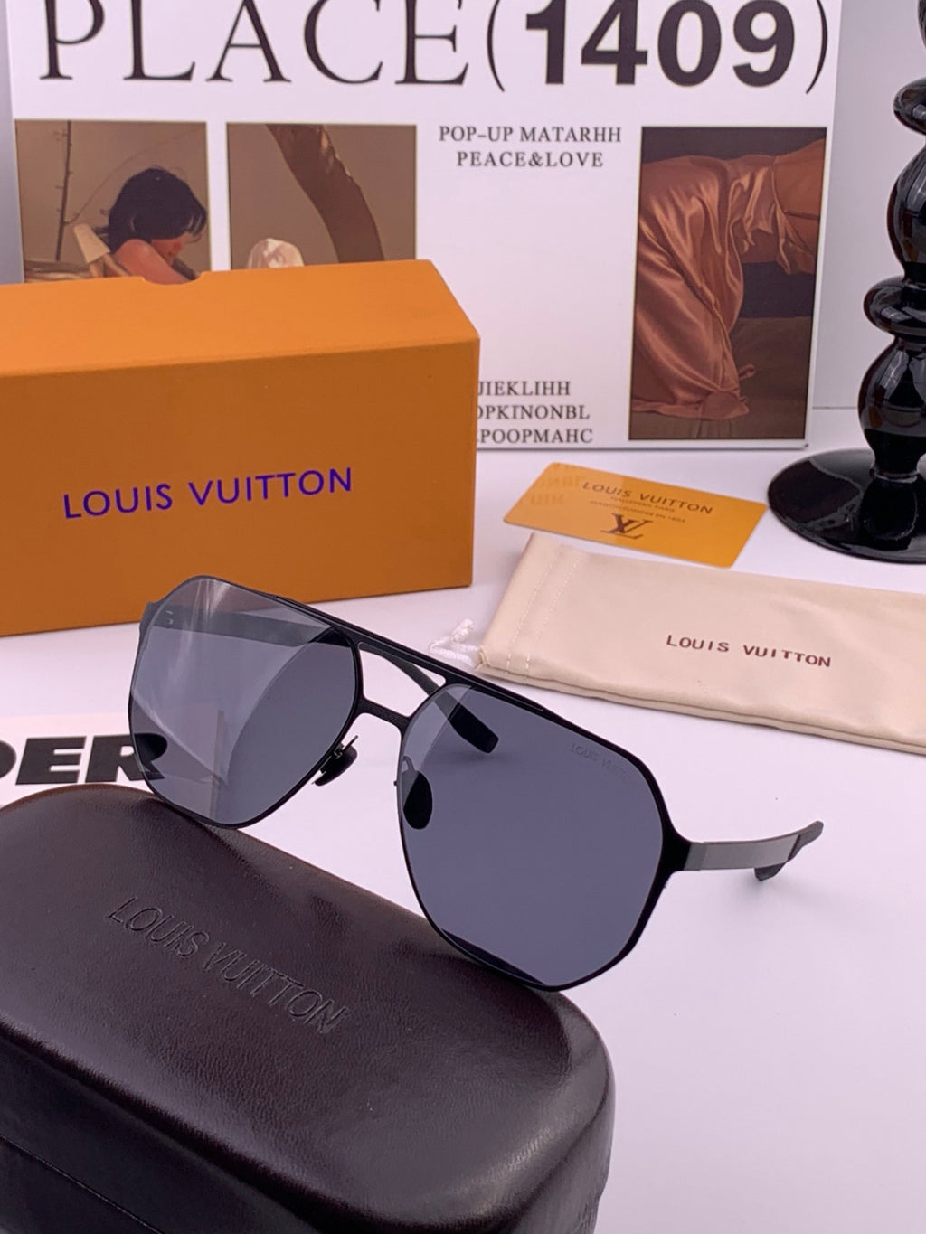 Louis Vuitton L3252 Polarized Aviator Orange Lens Sunglasses for Men - 464747 - detail image 3