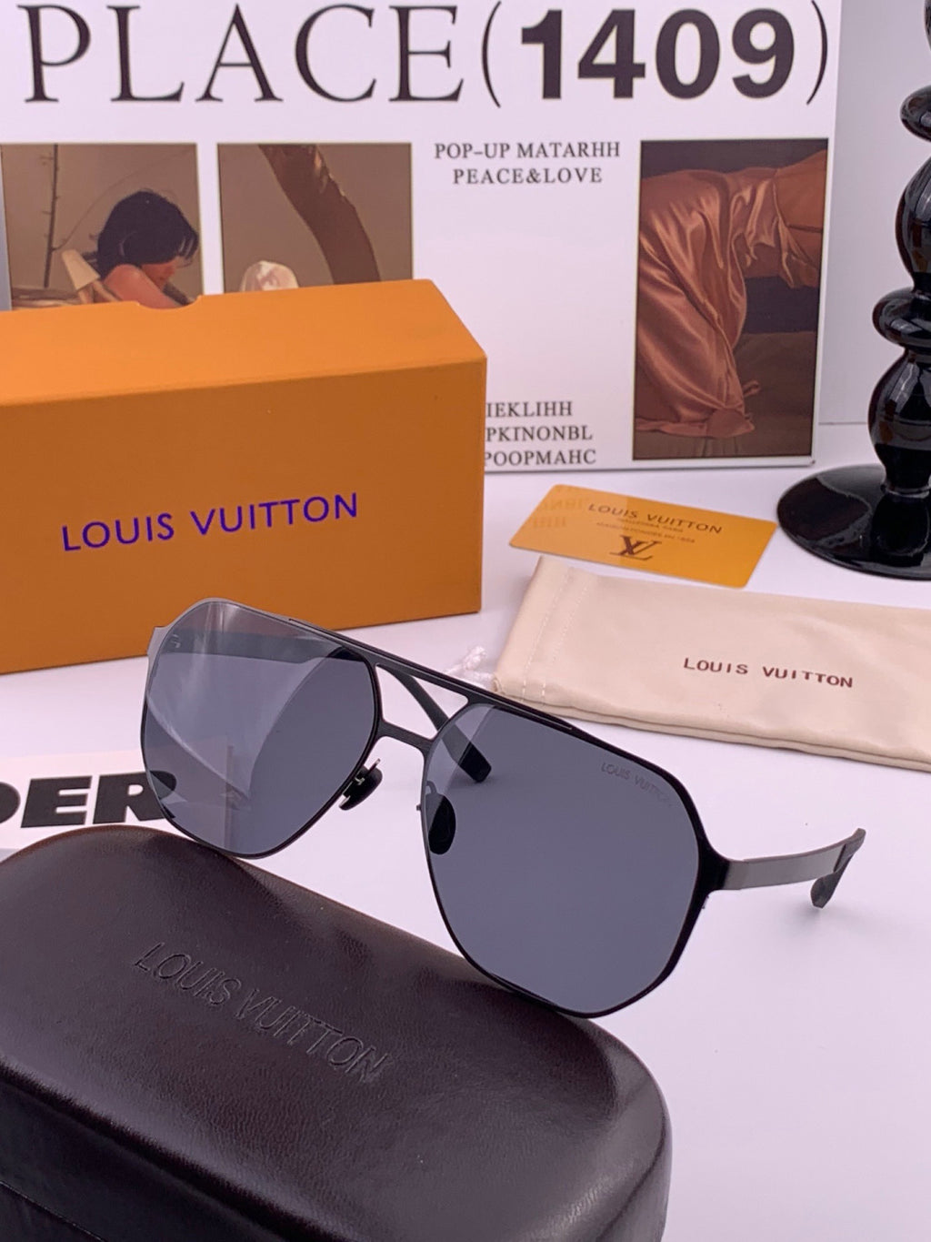 Louis Vuitton L3252 Polarized Aviator Orange Lens Sunglasses for Men - 464747 - detail image 4
