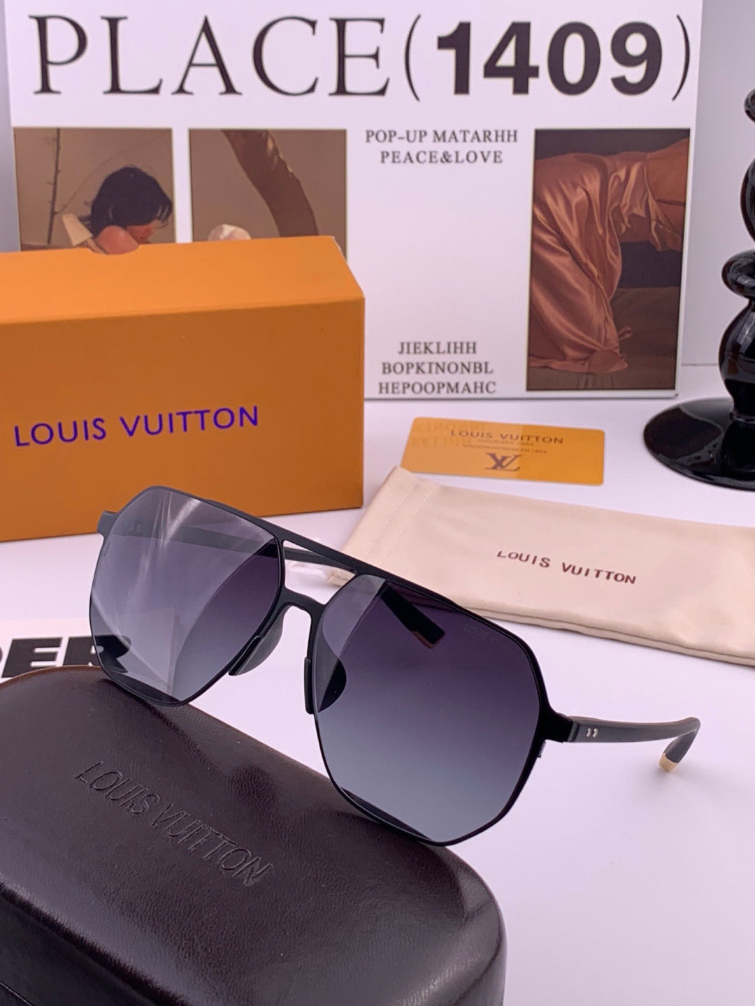 Louis Vuitton L3250 Polarized Aviator Orange Lens Sunglasses for Men - 464749 - detail image 4