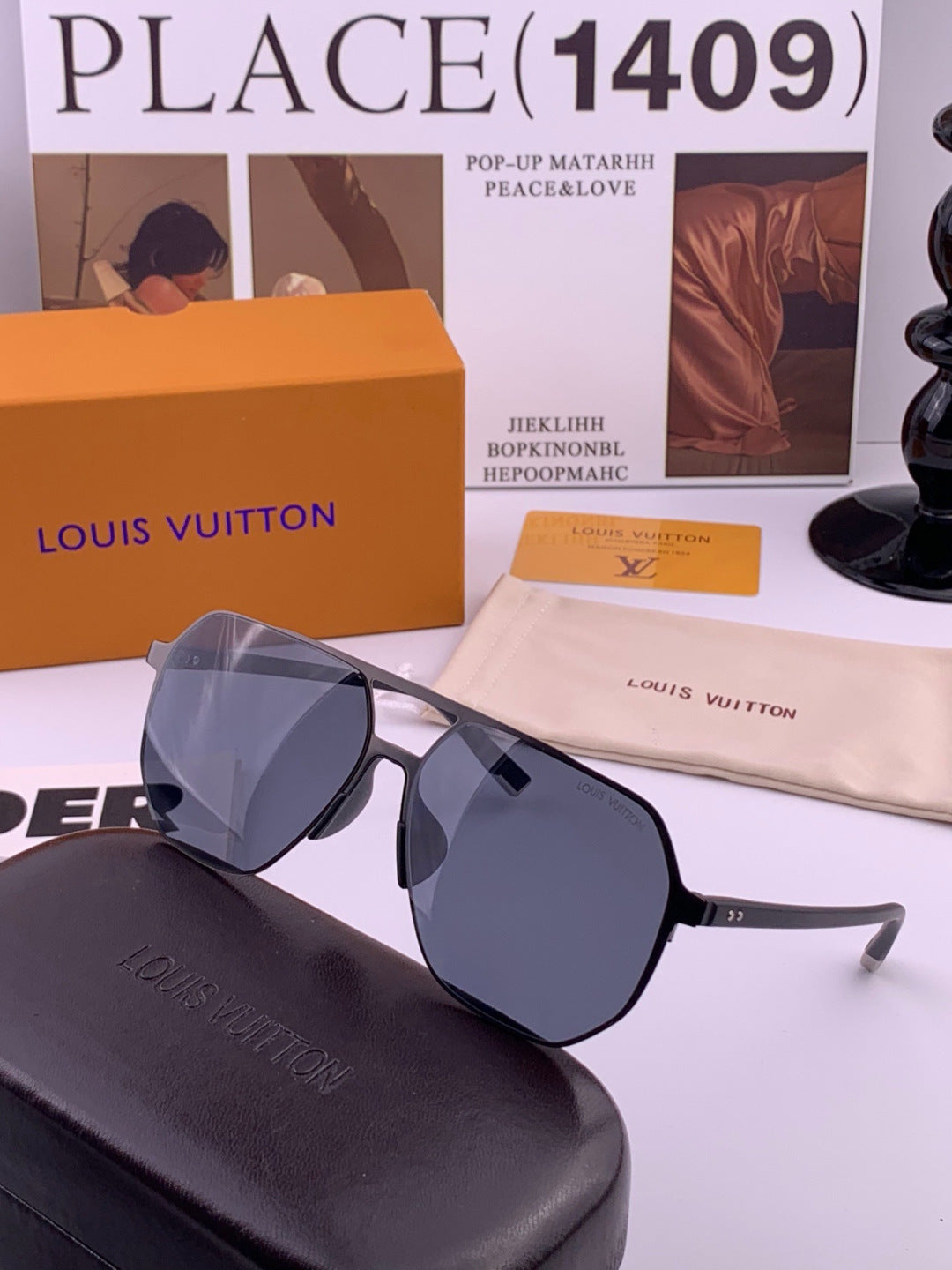 Louis Vuitton L3250 Polarized Aviator Orange Lens Sunglasses for Men - 464749 - detail image 3
