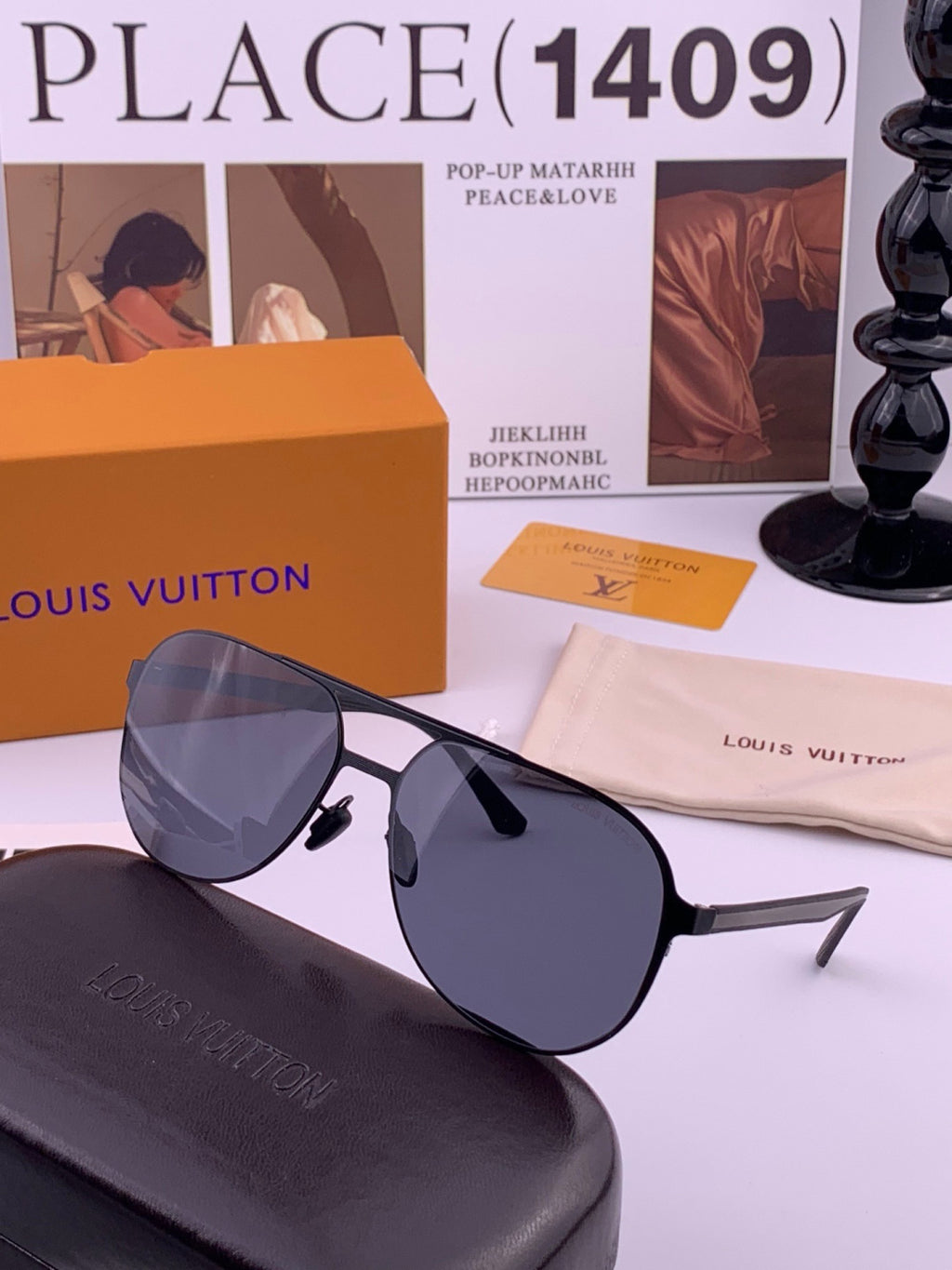 Louis Vuitton L3250 Polarized Aviator Blue Lens Sunglasses for Men - detail image 3