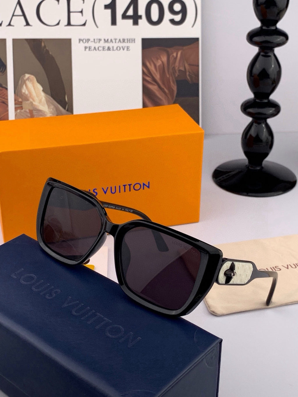 Louis Vuitton L6221 Square Black Lens Sunglasses for Men & Women - 464804 - detail image 4