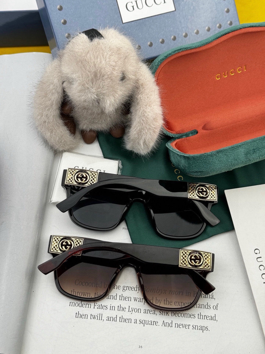 Gucci G35804 Square Gold Lens Sunglasses for Men & Women - 465023 - detail image 6