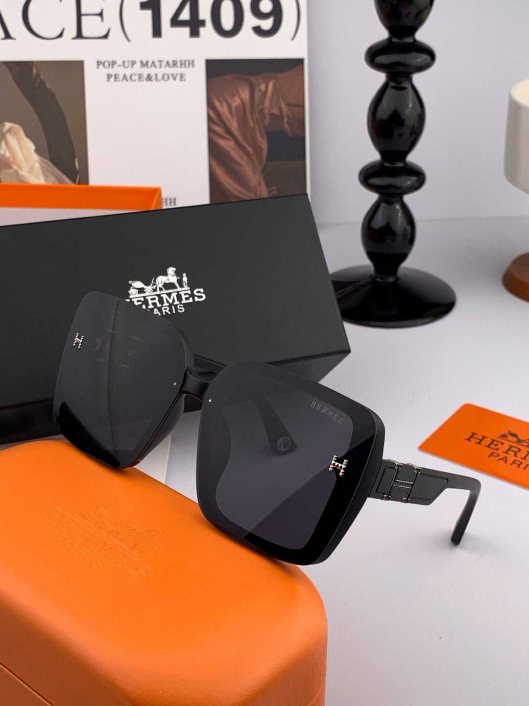 Hermès H2304 Square Pink Lens Sunglasses for Men & Women - 466442 - detail image 4