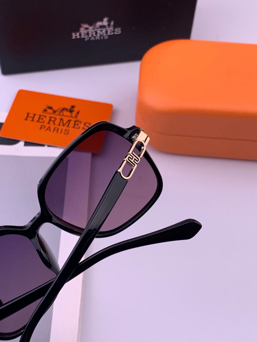 Hermès H2108 Square Gold Lens Sunglasses for Men & Women - 466443 - detail image 5