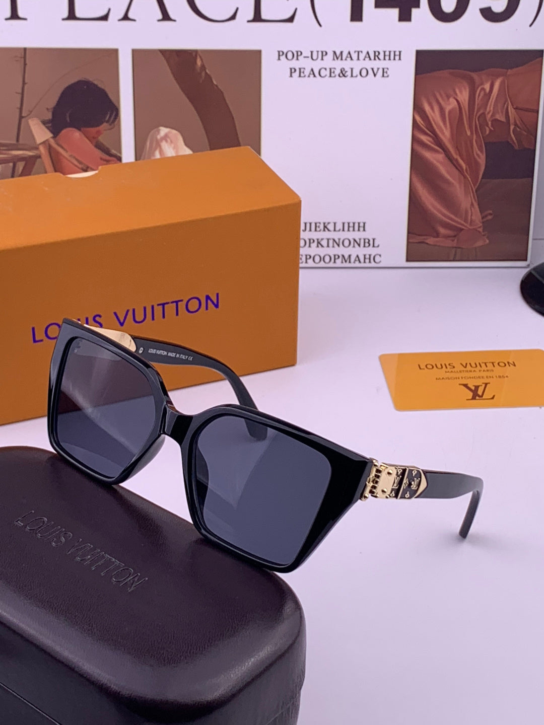 Louis Vuitton L36900 Square Black Lens Sunglasses for Men & Women - 464791 - detail image 2