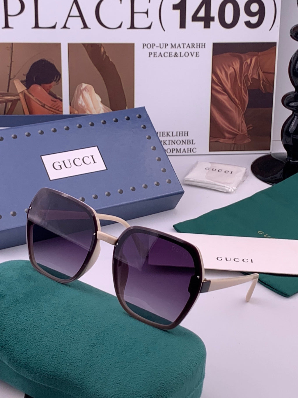 Gucci G313 Square Gold Lens Sunglasses for Men & Women - 465005 - detail image 2