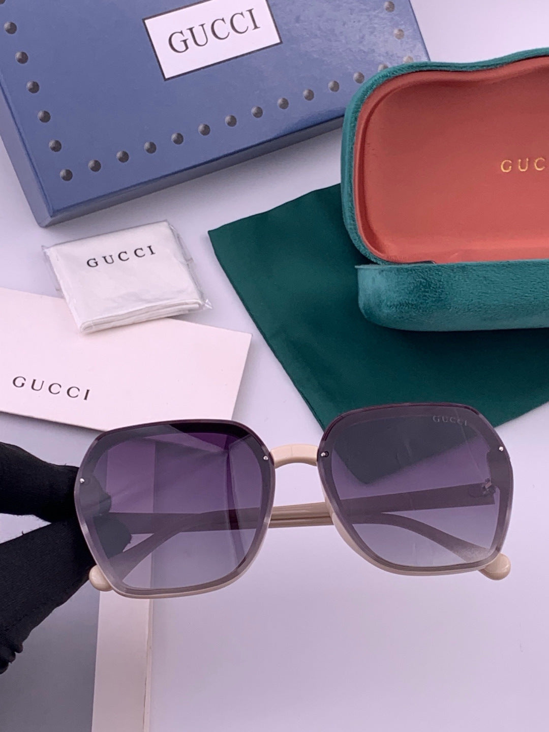 Gucci G313 Square Gold Lens Sunglasses for Men & Women - 465005