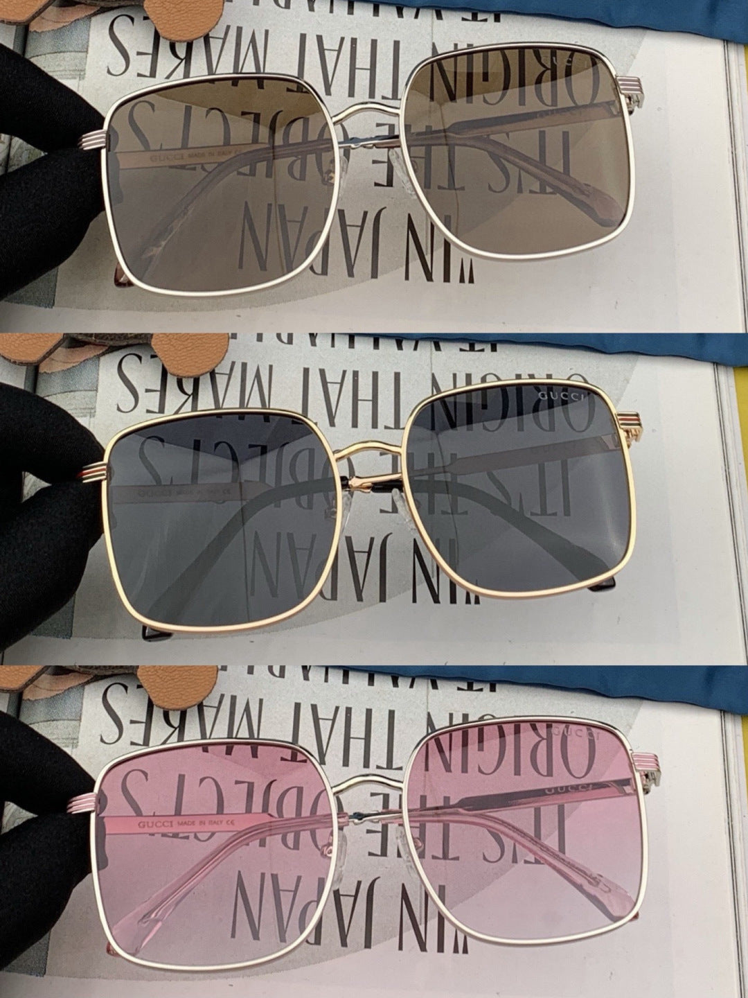 Gucci G3145 Metal Square Red Lens Sunglasses for Men & Women - 465011 - detail image 3