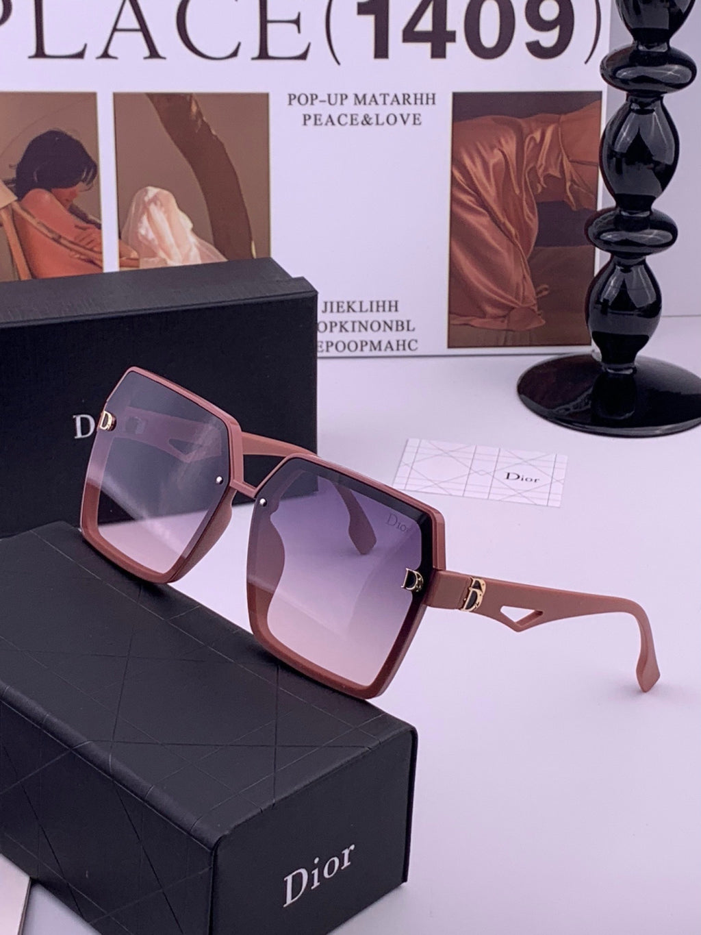 Dior CD092 Polarized Square Red Lens Sunglasses for Women