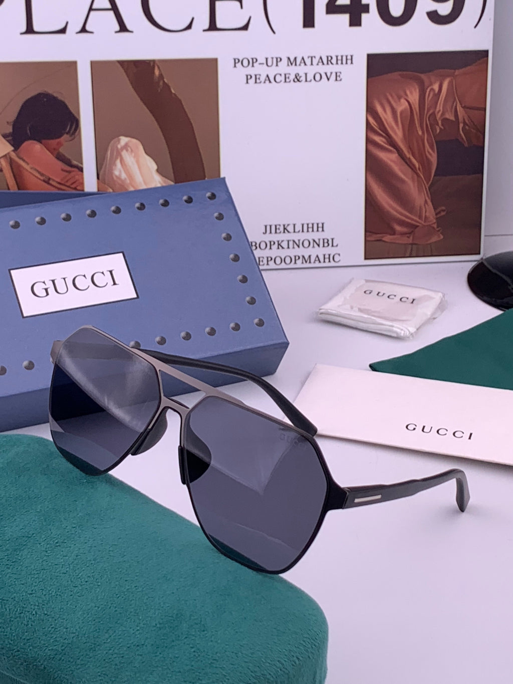 Gucci G3807 Polarized Aviator Gold Lens Sunglasses for Men - 464993 - detail image 2