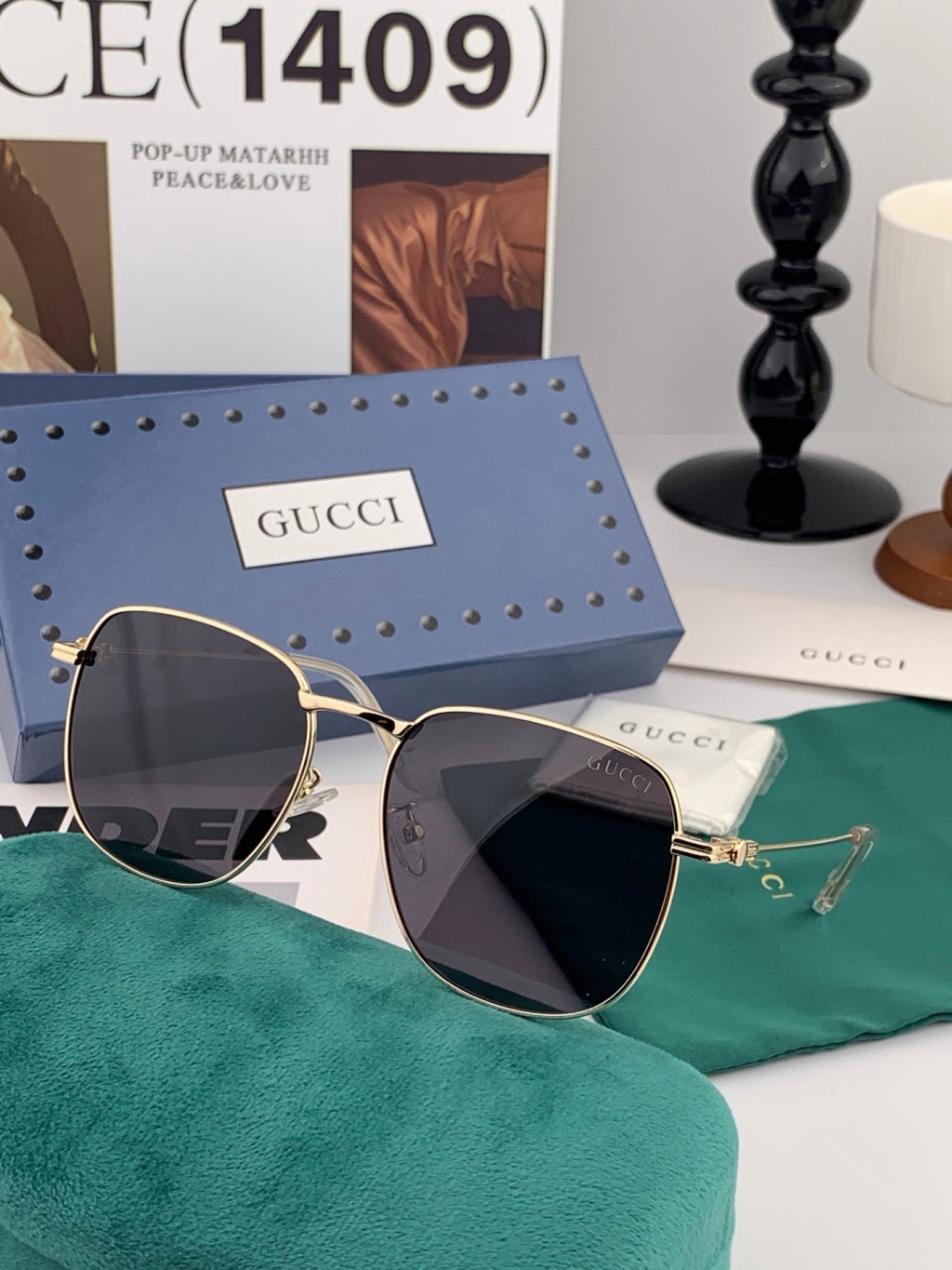 Gucci G6162 Polarized Oversized Black Lens Sunglasses for Men & Women - 464919 - detail image 4