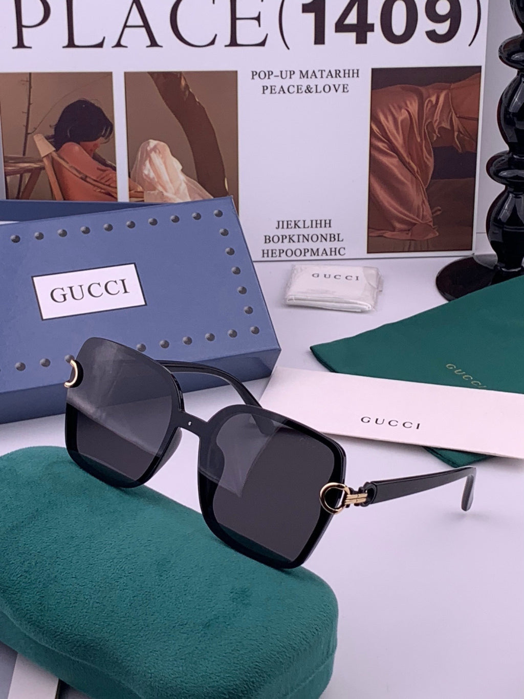 Gucci G9223 Polarized Square Black Lens Sunglasses for Men & Women - 464921 - detail image 4