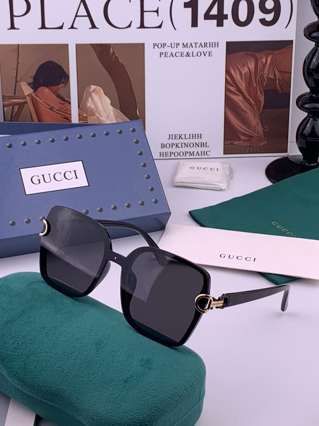 Gucci G9223 Polarized Square Black Lens Sunglasses for Men & Women - 464921 - detail image 4