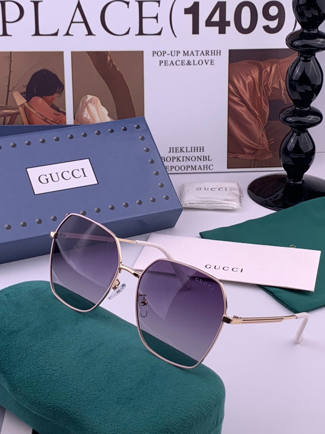 Gucci G5826 Metal Square Black Lens Sunglasses for Men & Women - 464909 - detail image 2