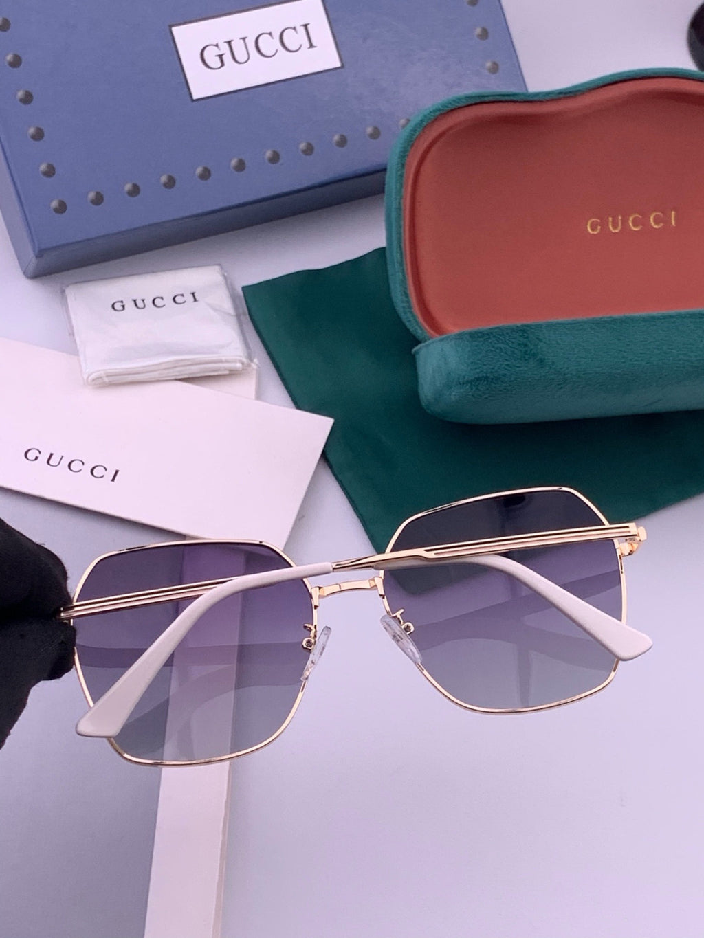 Gucci G5826 Metal Square Black Lens Sunglasses for Men & Women - 464909 - detail image 4
