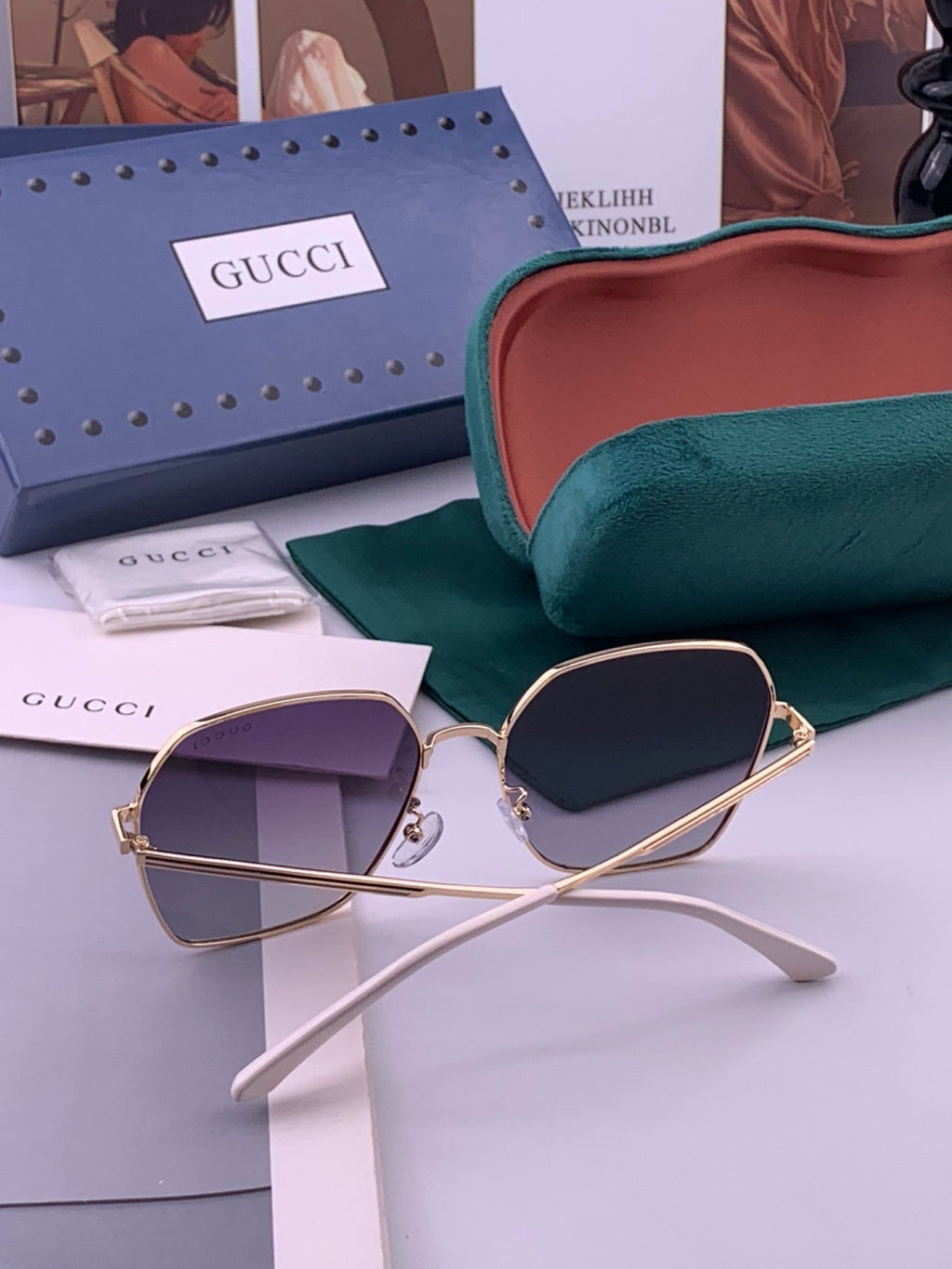 Gucci G5826 Metal Square Black Lens Sunglasses for Men & Women - 464909 - detail image 6