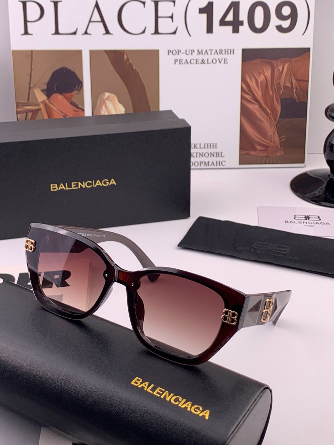 Balenciaga BL1350 Metal Fashion Black Lens Sunglasses for Men & Women - 466050 - detail image 2