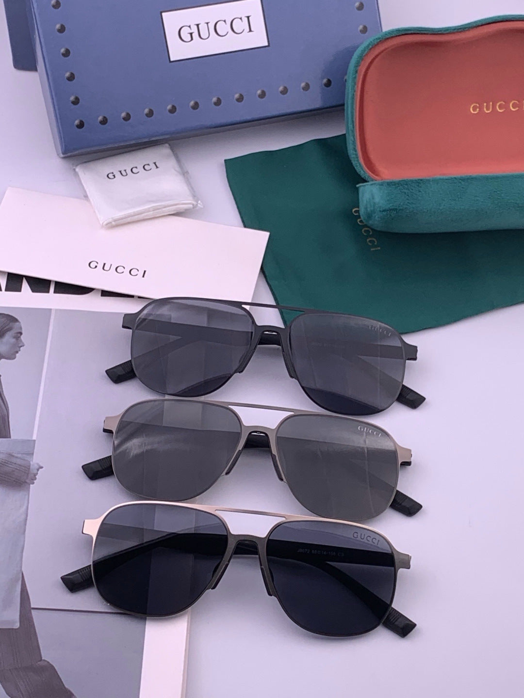 Gucci G2807 Polarized Aviator Black Lens Sunglasses for Men - 464873 - detail image 8