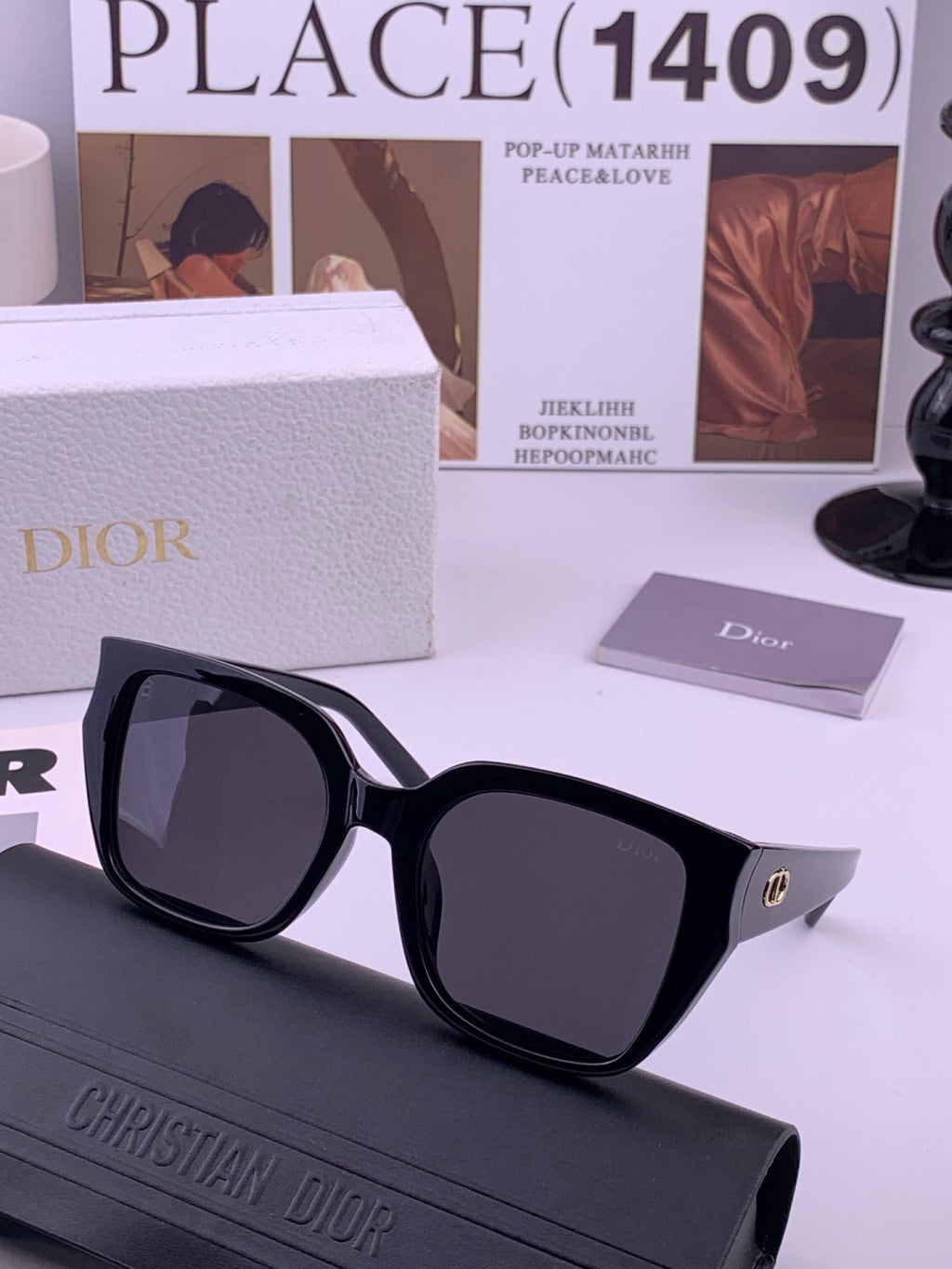 Dior CD6820 Polarized Square Black Lens Sunglasses for Women - detail image 2