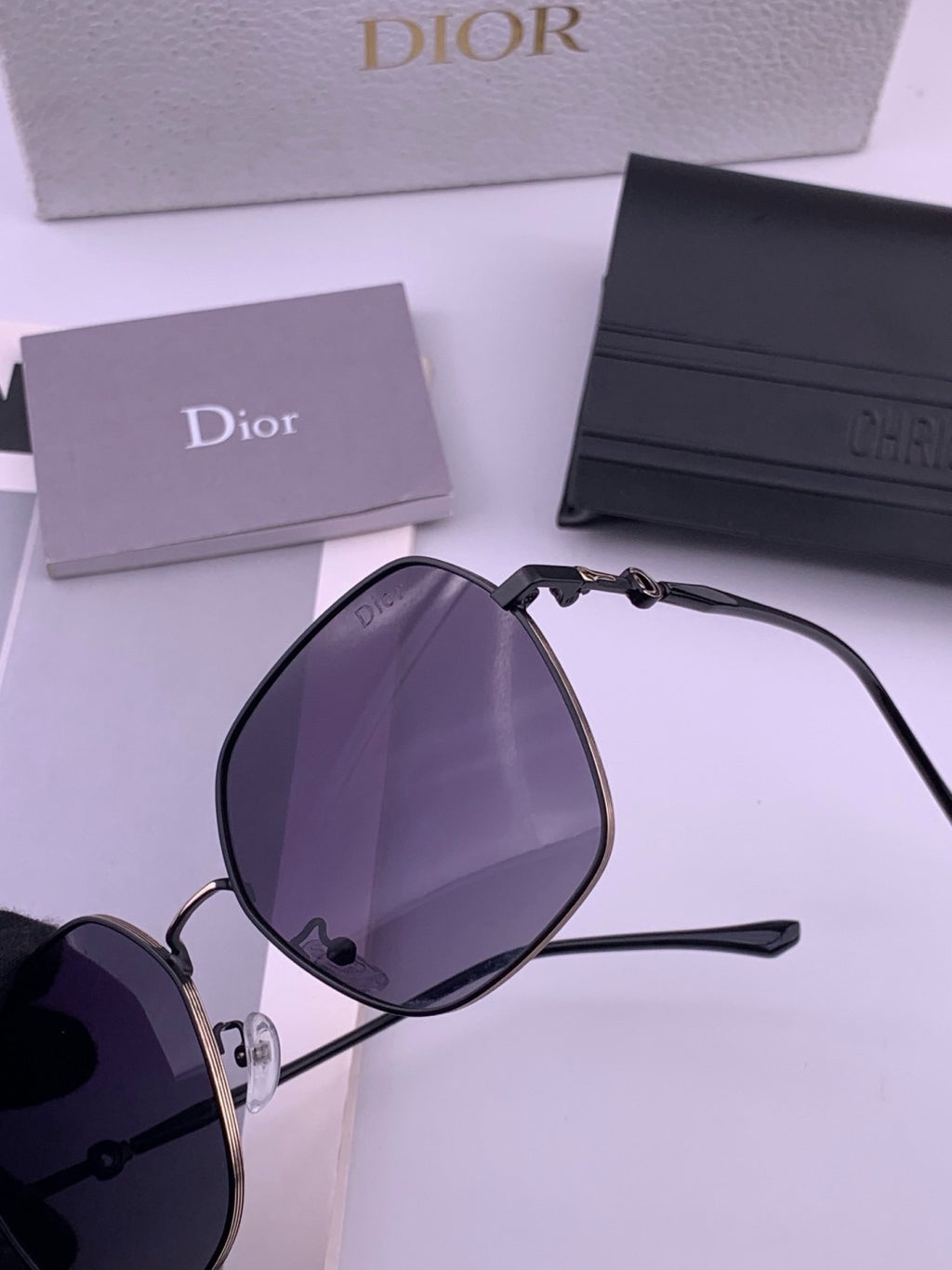 Dior CD7210 Square Gold Lens Sunglasses for Women - detail image 3