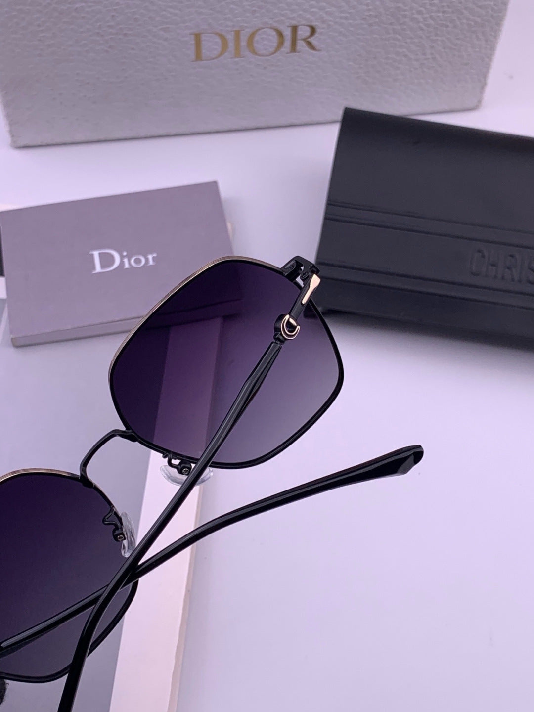 Dior CD7210 Square Gold Lens Sunglasses for Women - detail image 6